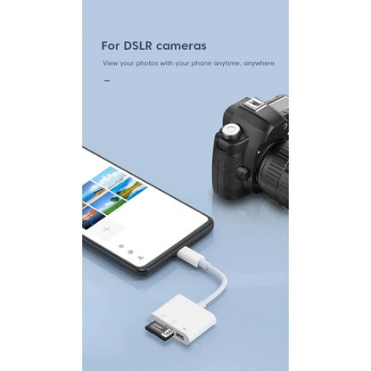 SwiftDrive Pro 3-in-1 SD Card Reader: Fast & Easy Data Transfer for All Your Devices SnapEssence